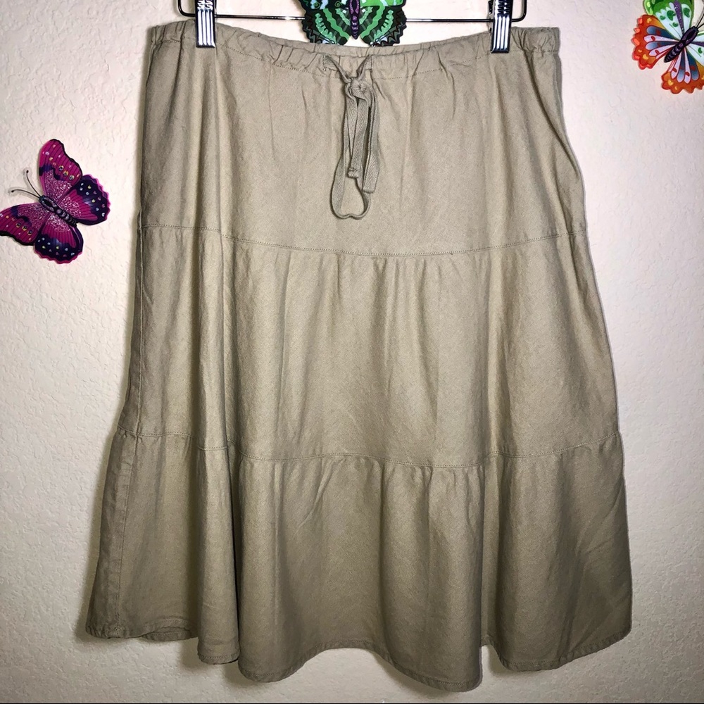 Faded Glory Skirt, Linen Blend Khaki/Tan Drawstring, Medium, pet/smoke free home
